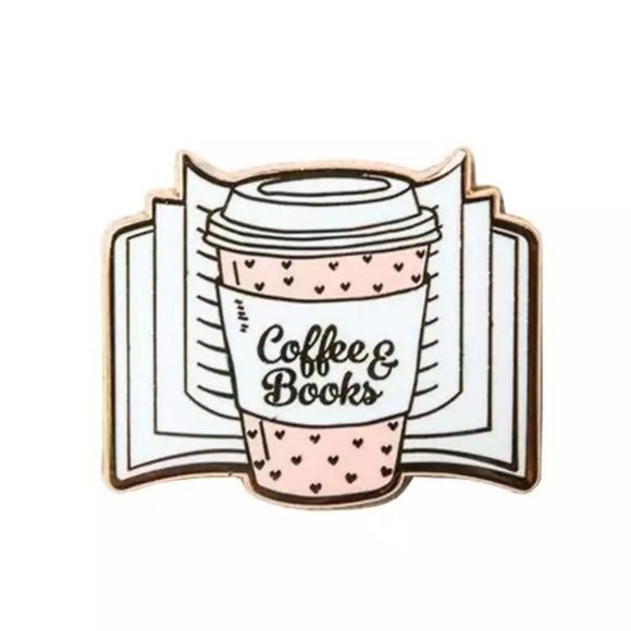 *50% OFF! Coffee & Books enamel pin flair book lover latte pins - Picture 1 of 2